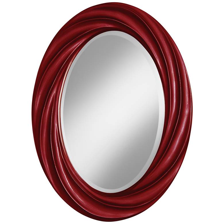 Image 1 Cabernet Red Metallic 30 inch High Oval Twist Wall Mirror