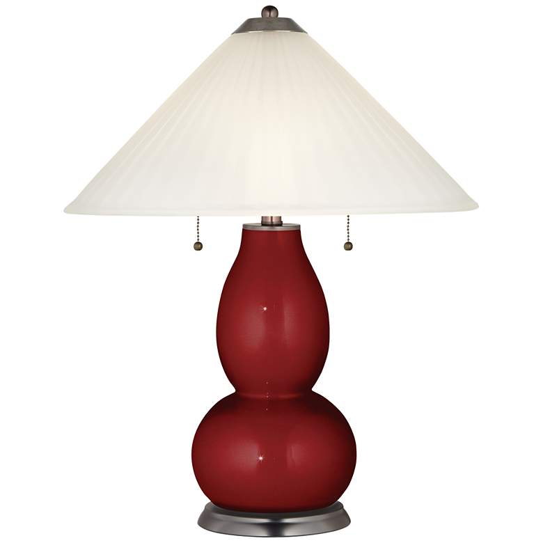 Image 1 Cabernet Red Metallic Fulton Lamp with Fluted Glass Shade