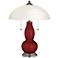 Cabernet Red Metallic Gourd-Shaped Lamp with Alabaster Shade
