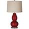 Cabernet Red Metallic Linen Drum Shade Double Gourd Table Lamp