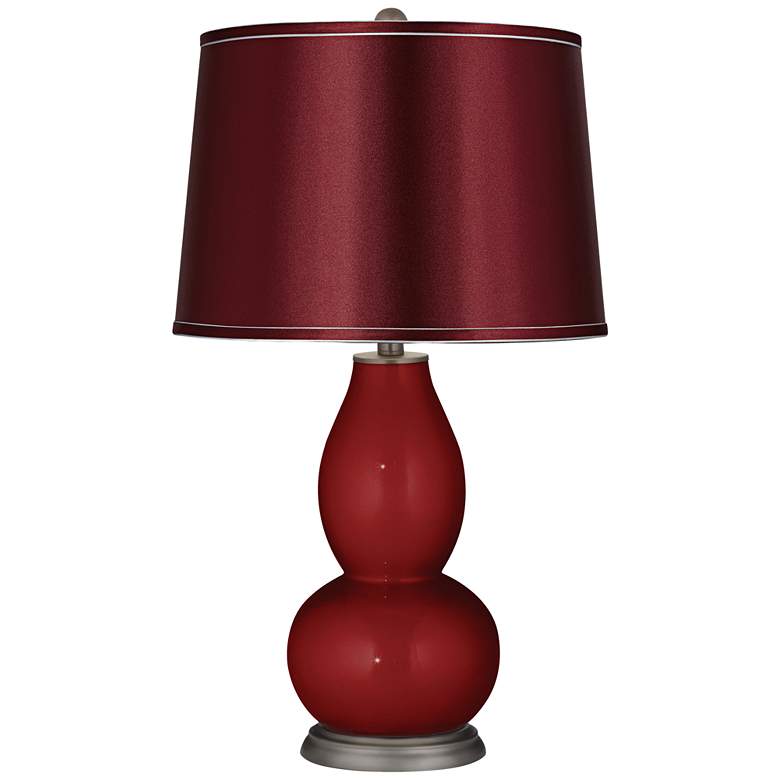 Image 1 Cabernet Red Metallic Satin Merlot Shade Double Gourd Lamp