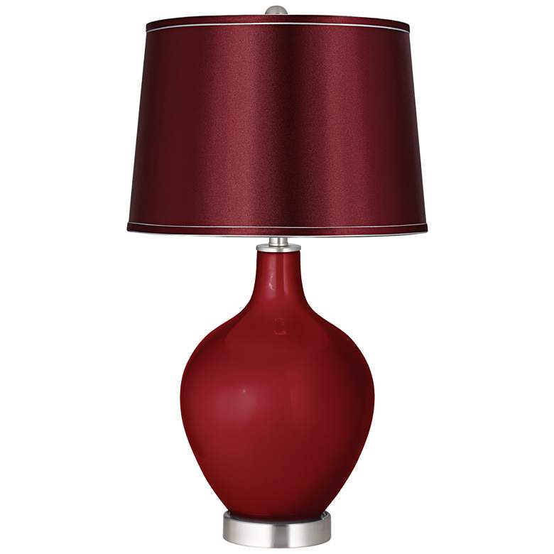 Image 1 Cabernet Red Metallic Satin Merlot Shade Ovo Table Lamp