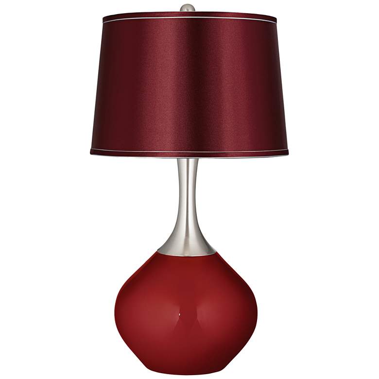 Image 1 Cabernet Red Metallic Satin Merlot Shade Spencer Table Lamp