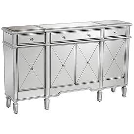 Image3 of Cablanca 60" Wide 4-Door 3-Drawer Silver Mirrored Cabinet