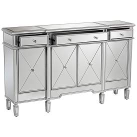 Image4 of Cablanca 60" Wide 4-Door 3-Drawer Silver Mirrored Cabinet more views