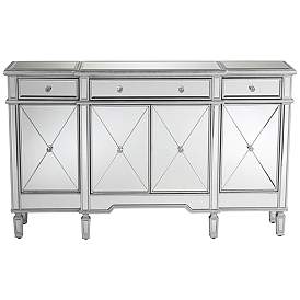 Image5 of Cablanca 60" Wide 4-Door 3-Drawer Silver Mirrored Cabinet more views