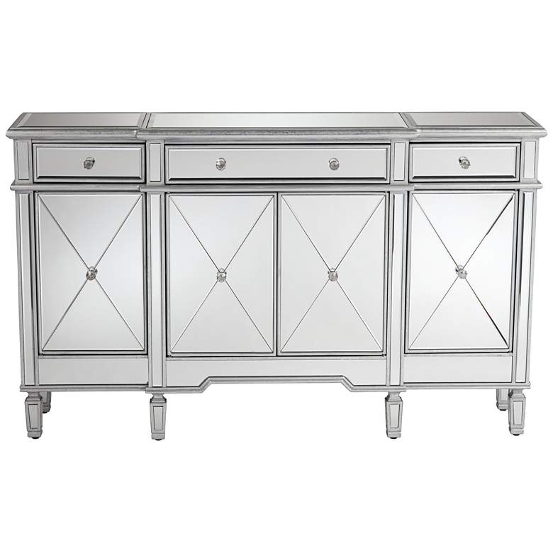 Image 5 Cablanca 60 inch Wide 4-Door 3-Drawer Silver Mirrored Cabinet more views