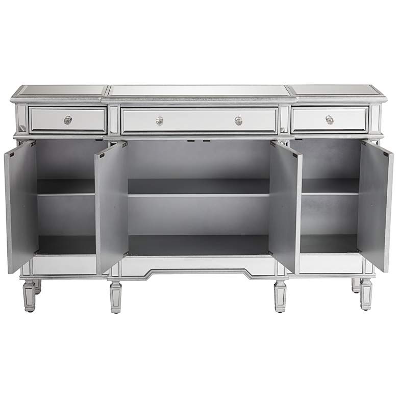 Image 6 Cablanca 60 inch Wide 4-Door 3-Drawer Silver Mirrored Cabinet more views