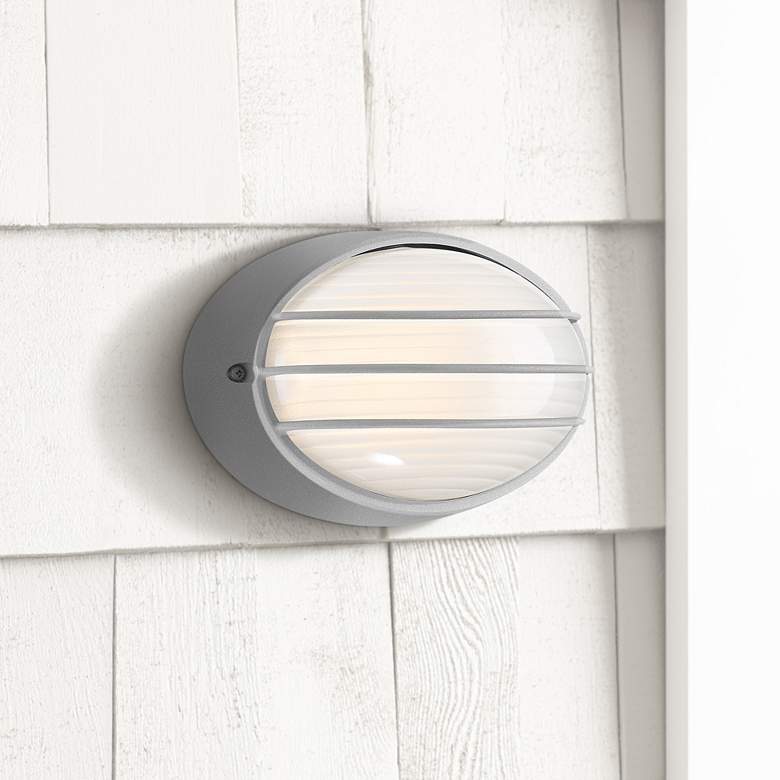 Image 1 Cabo 5 1/4" High Satin Oval LED Outdoor Wall Light
