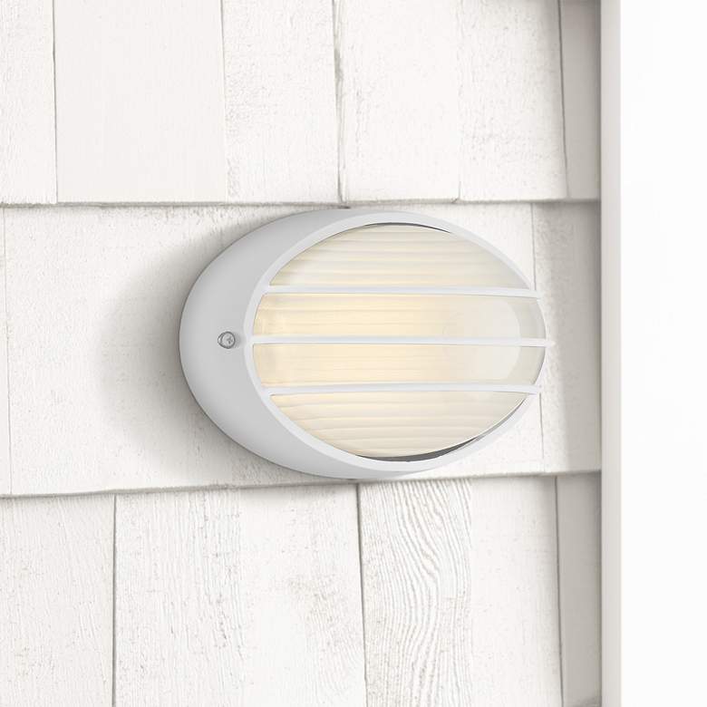 Image 1 Cabo 5 1/4" High White Oval LED Outdoor Wall Light