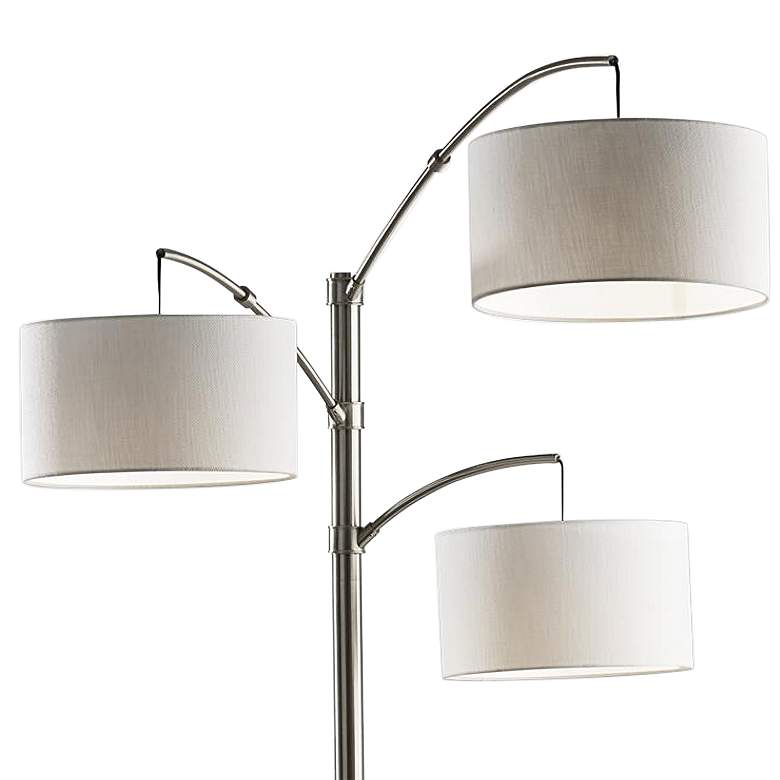 Image 3 Cabo Brushed Steel Metal 3-Light Arc Floor Lamp more views