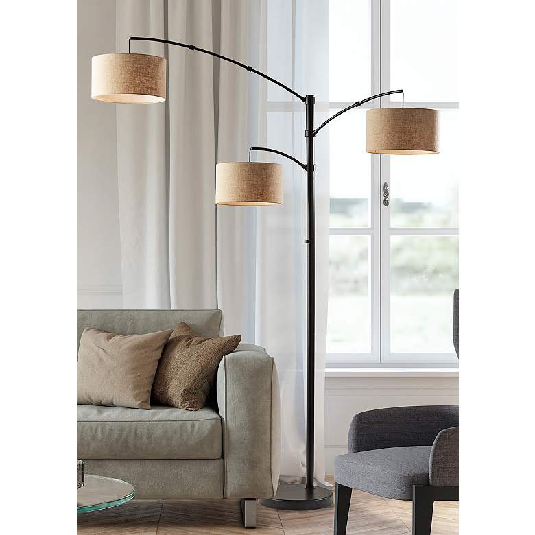 Image 1 Cabo Dark Bronze Metal 3-Light Arc Floor Lamp