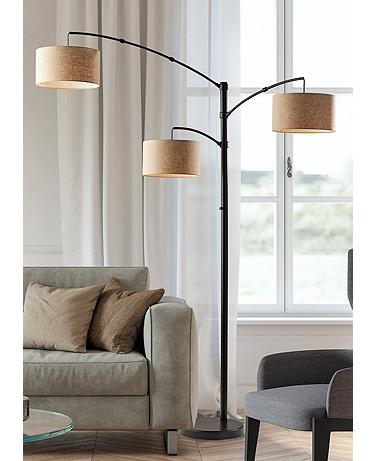 Cabo Dark Bronze Metal 3-Light Arc Floor Lamp