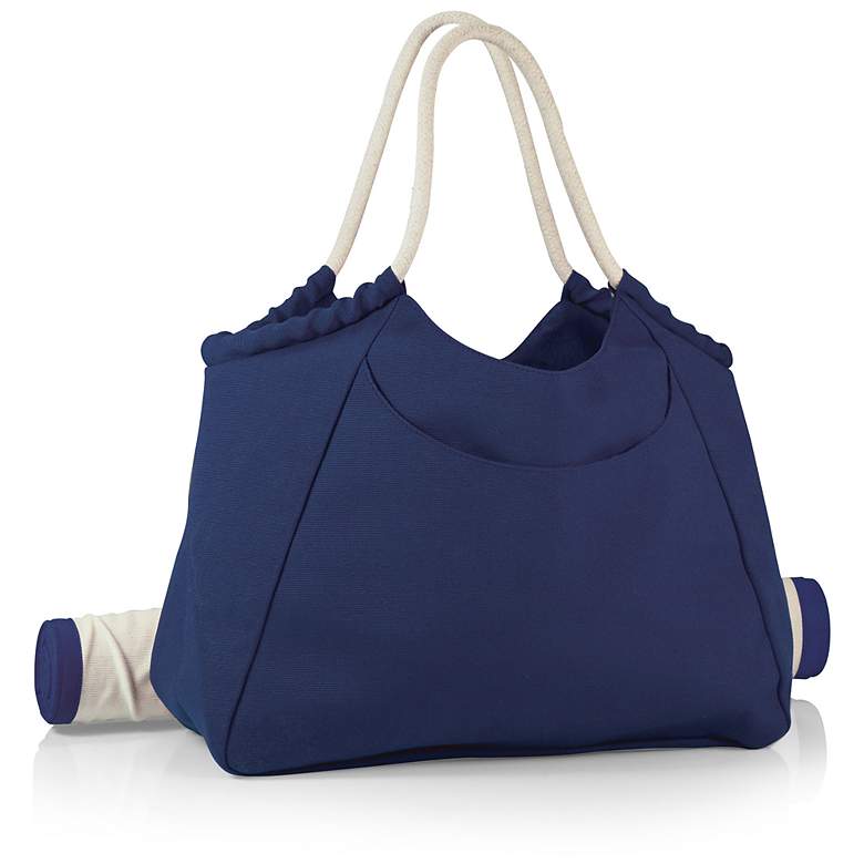 Image 1 Cabo Navy Beach Tote with Bamboo Mat