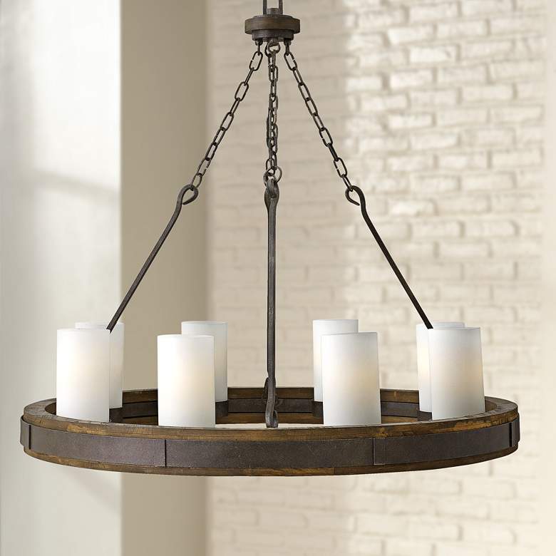 Image 1 Cabot 38" Wide Rustic Iron Ring Wagon Wheel Chandelier