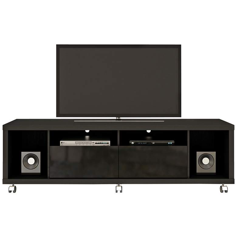 Image 1 Cabrini-1.8 71 inch Wide Black Wood 2-Drawer TV Media Stand