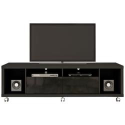 Cabrini-1.8 71&quot; Wide Black Wood 2-Drawer TV Media Stand