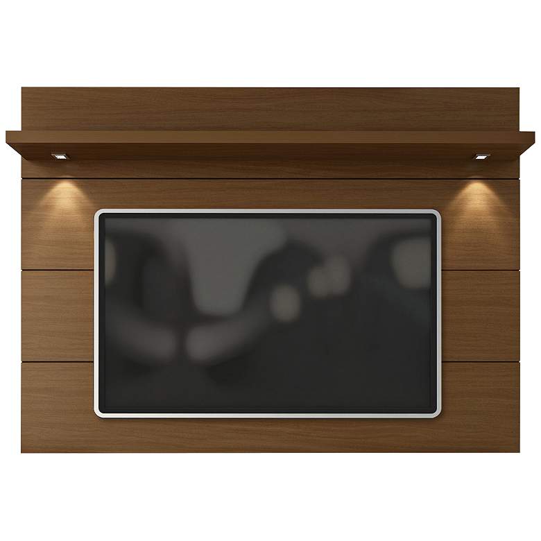 Image 1 Cabrini 85 1/2 inch Wide Nut Brown Wood Floating Wall TV Panel