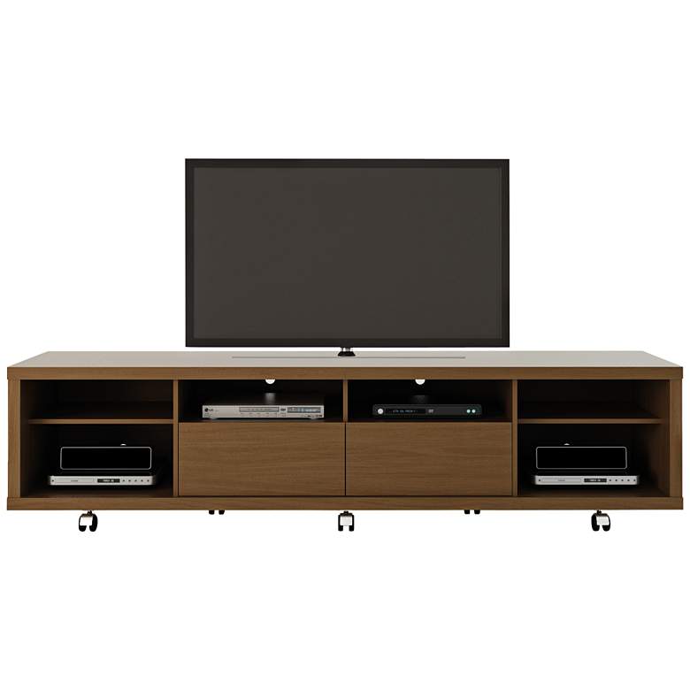 Image 1 Cabrini 85 1/4 inch Wide Nut Brown Wood 2-Drawer Media TV Stand