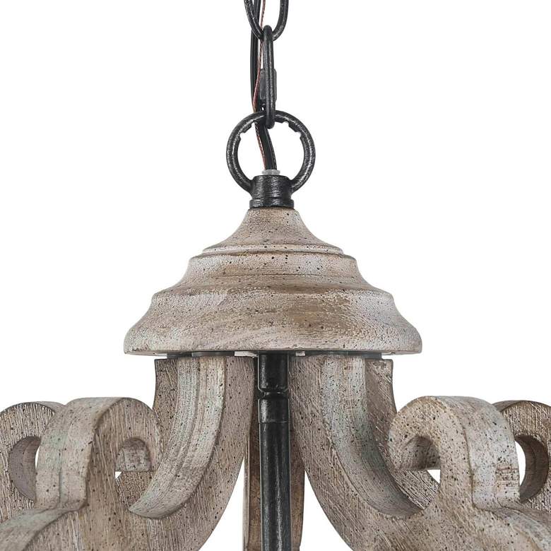 Image 2 Cachil 15 1/2" Wide Distressed Wood 3-Light Orb Chandelier more views