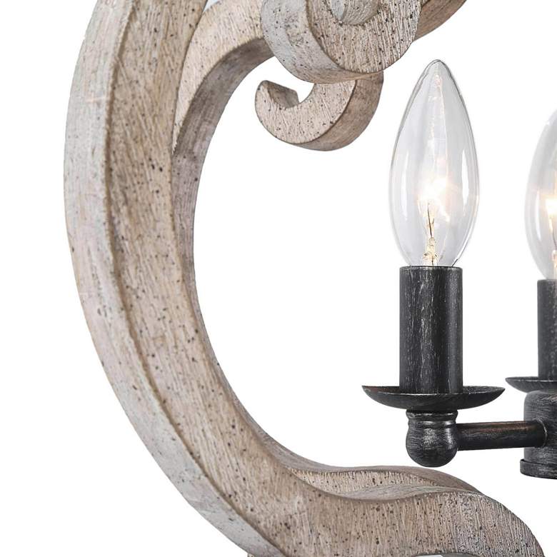 Image 3 Cachil 15 1/2" Wide Distressed Wood 3-Light Orb Chandelier more views