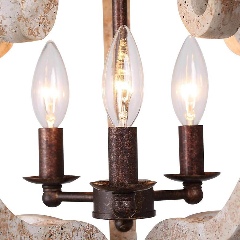 Image 4 Cachil 15 1/2"W Weathered White 3-Light Lantern Chandelier more views