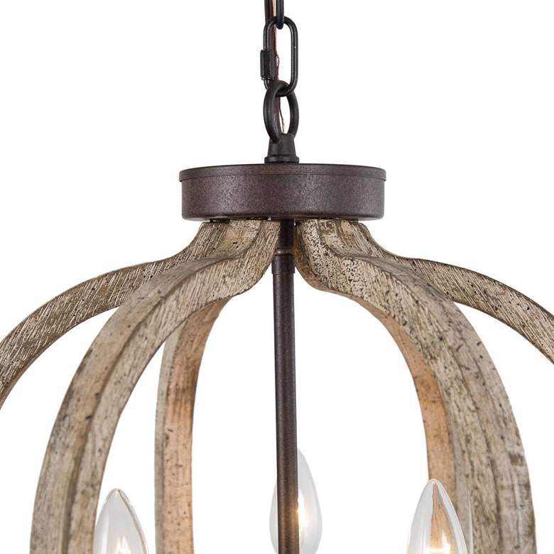 Image 2 Cachil 15" Wide Distressed Wood 3-Light Lantern Chandelier more views
