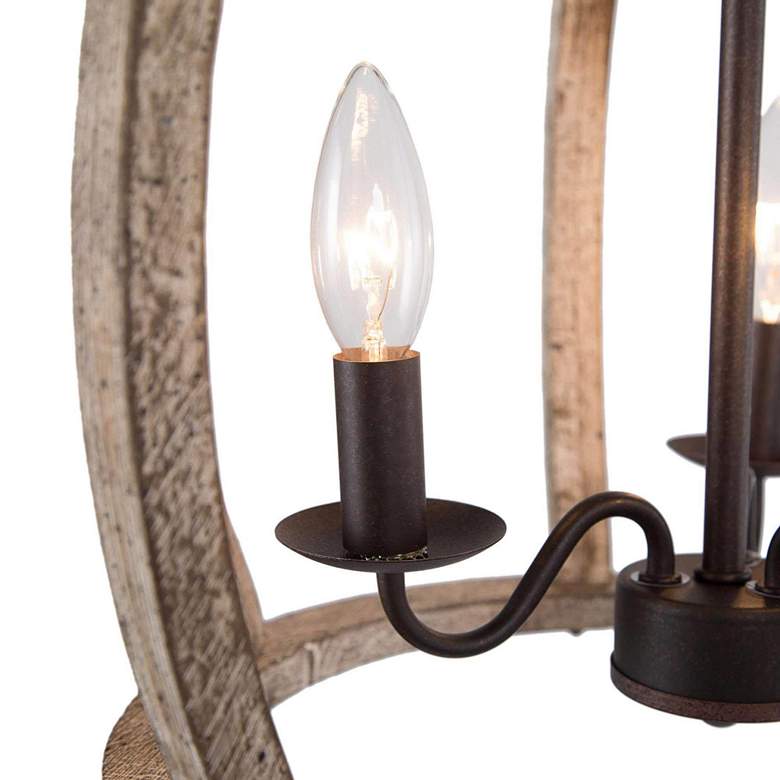 Image 3 Cachil 15" Wide Distressed Wood 3-Light Lantern Chandelier more views