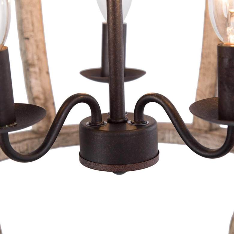 Image 4 Cachil 15" Wide Distressed Wood 3-Light Lantern Chandelier more views