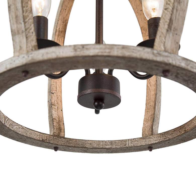 Image 5 Cachil 15" Wide Distressed Wood 3-Light Lantern Chandelier more views