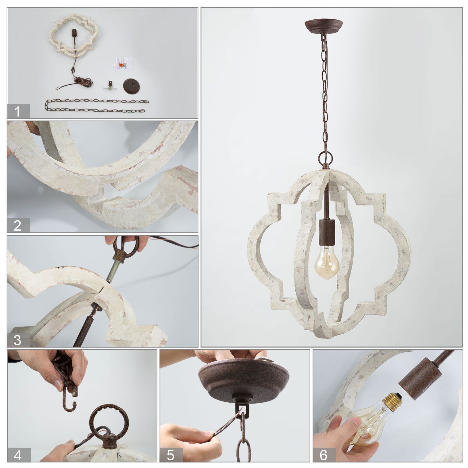 Image 7 Cachil 16" Wide 1-Light Wood Lantern Chandelier more views