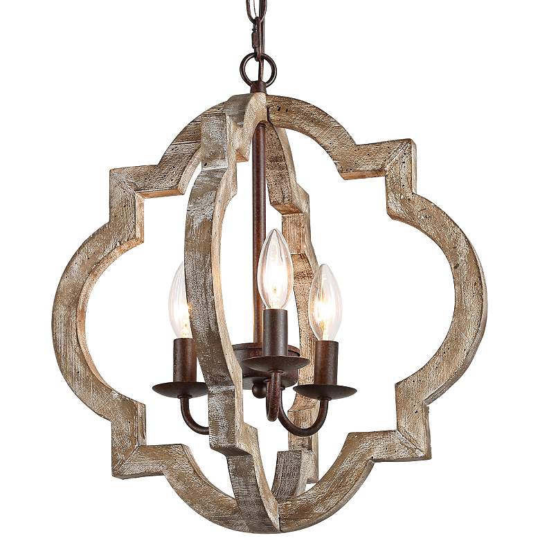 Image 2 Cachil 16" Wide 3-Light Quatrefoil Candle Chandelier