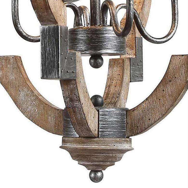 Image 2 Cachil 19 3/4 inchW Distressed Wood 4-Light Lantern Chandelier more views