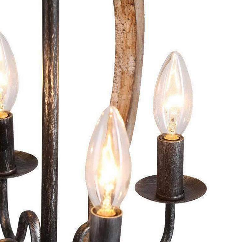 Image 3 Cachil 19 3/4 inchW Distressed Wood 4-Light Lantern Chandelier more views