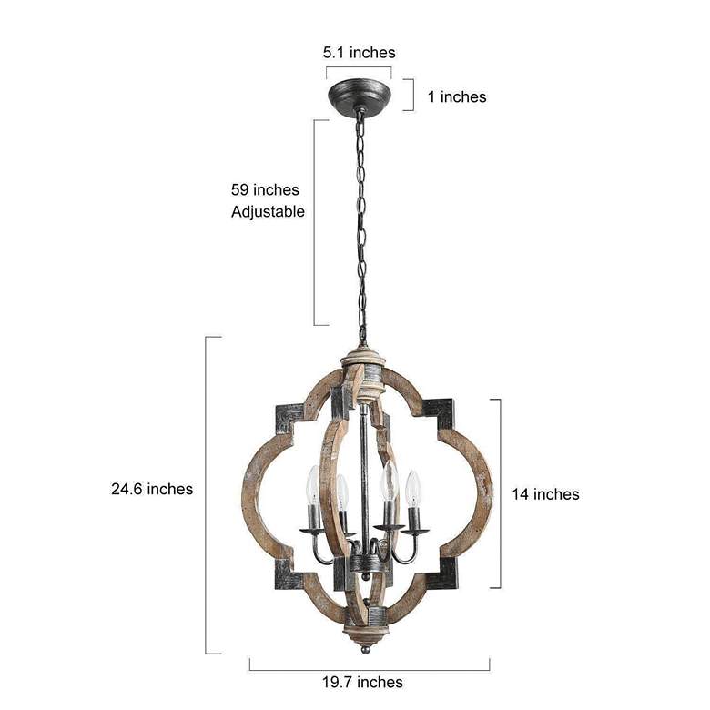 Image 5 Cachil 19 3/4"W Distressed Wood 4-Light Lantern Chandelier more views