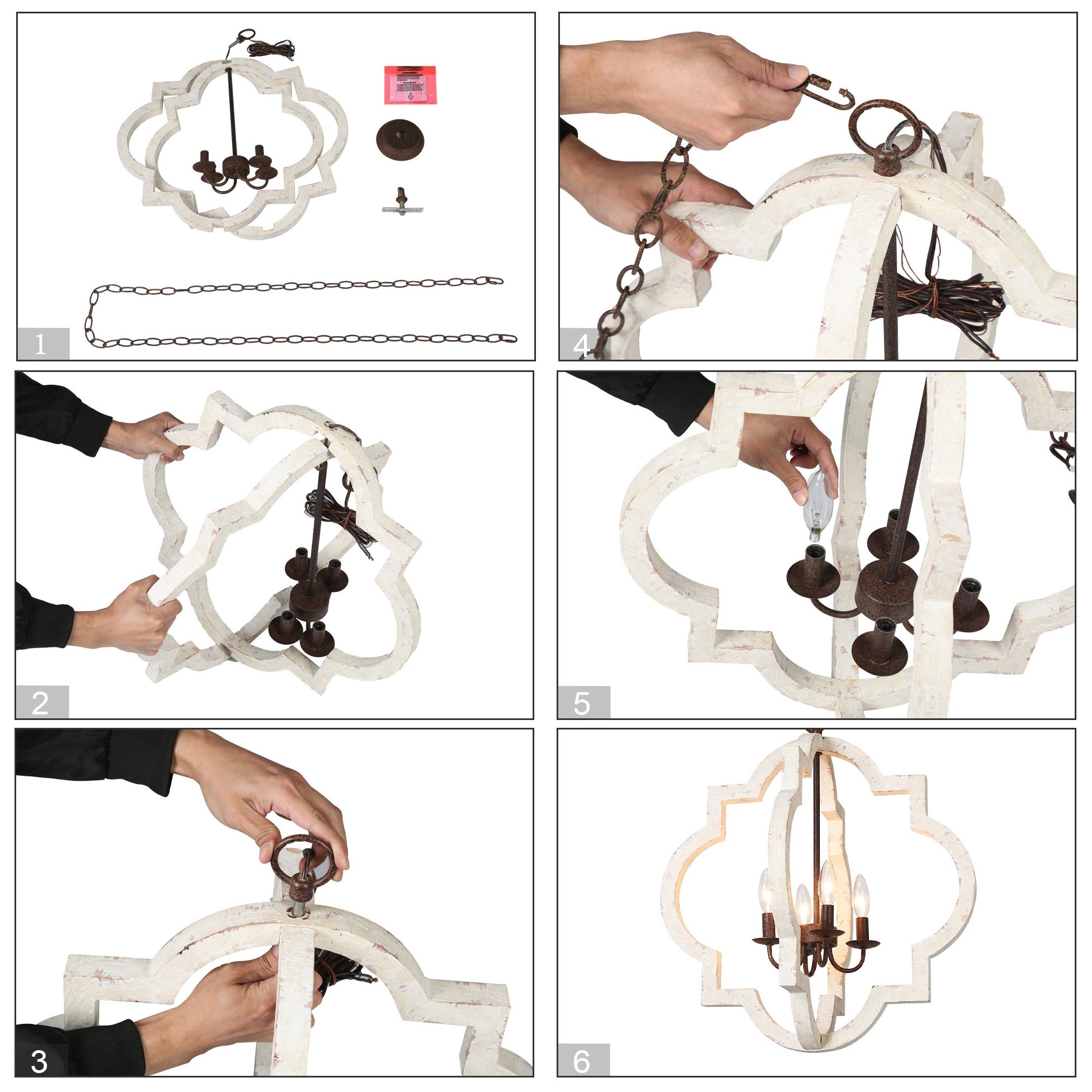 Image 7 Cachil 21.5" Wide Weathered Wood 4-Light Lantern Chandelier more views