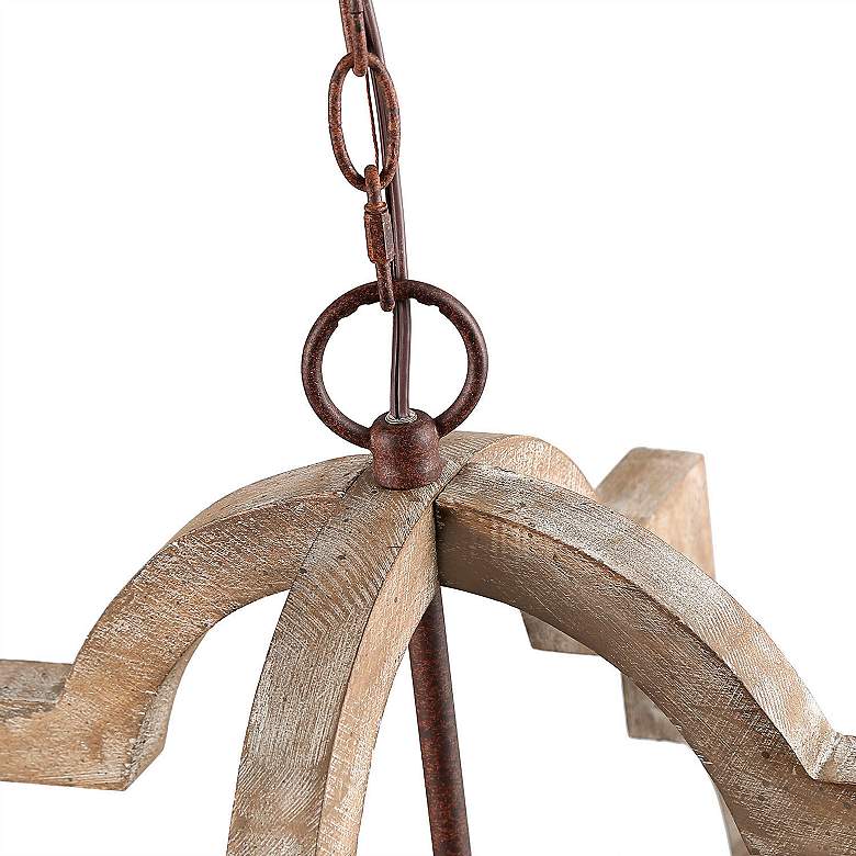 Image 4 Cachil 21 3/4" Wide Natural Wood 4-Light Lantern Chandelier more views
