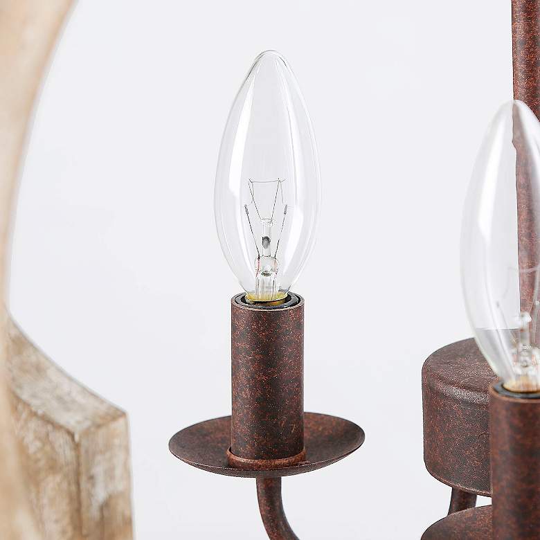 Image 6 Cachil 21 3/4" Wide Natural Wood 4-Light Lantern Chandelier more views