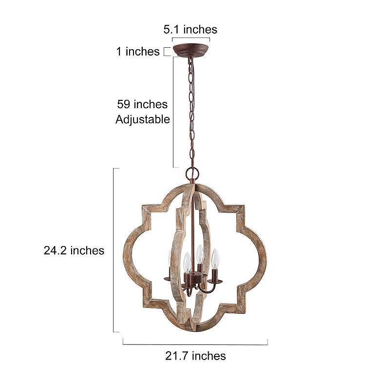 Image 7 Cachil 21 3/4 inch Wide Natural Wood 4-Light Lantern Chandelier more views