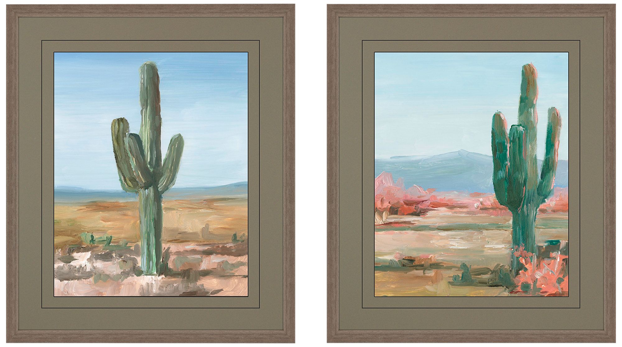 Cactus Study 28" High 2-Piece Giclee Framed Wall Art Set