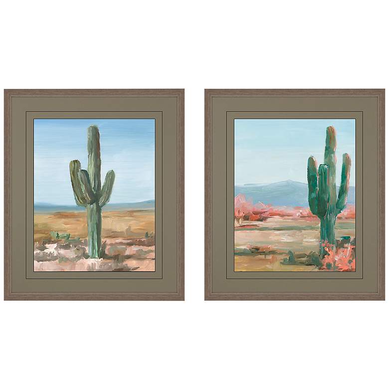 Image 3 Cactus Study 28 inch High 2-Piece Giclee Framed Wall Art Set