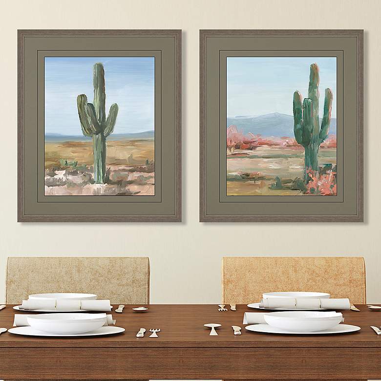 Cactus Study 28&quot; High 2-Piece Giclee Framed Wall Art Set