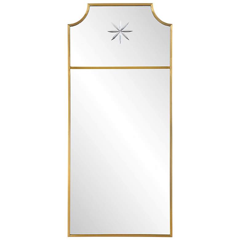 Image 2 Caddington Brushed Brass 18" x 40" Curved Corner Wall Mirror