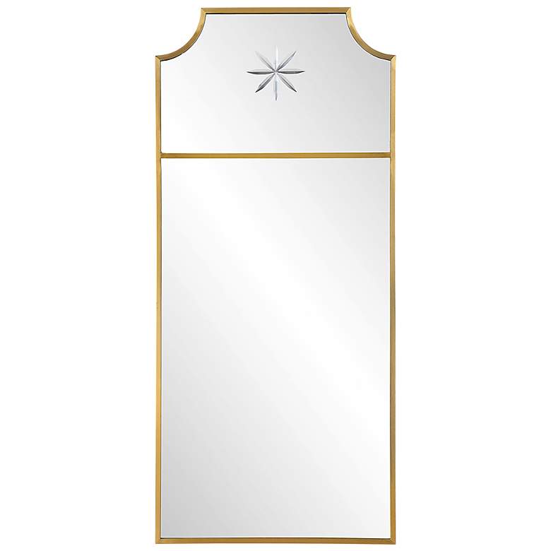 Image 2 Caddington Brushed Brass 18 inch x 40 inch Curved Corner Wall Mirror