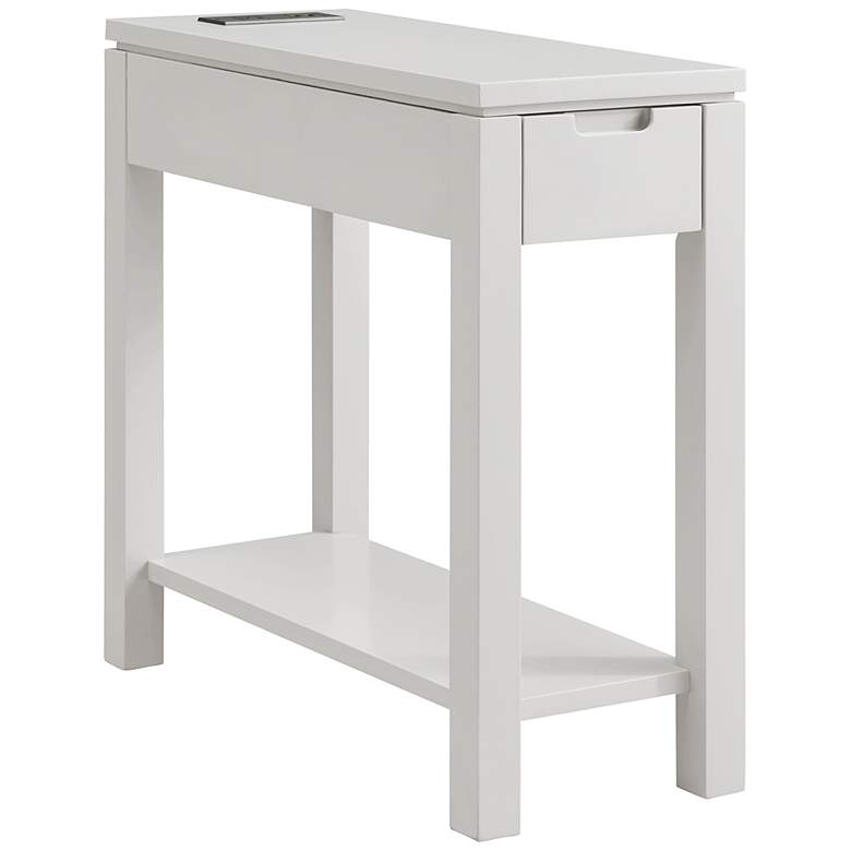 Image 2 Cade 10"W Silky Gray 1-Drawer Side Table with AC/USB Outlet