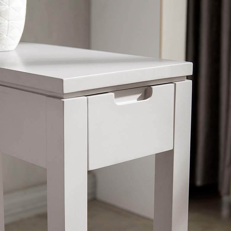Image 4 Cade 10"W Silky Gray 1-Drawer Side Table with AC/USB Outlet more views