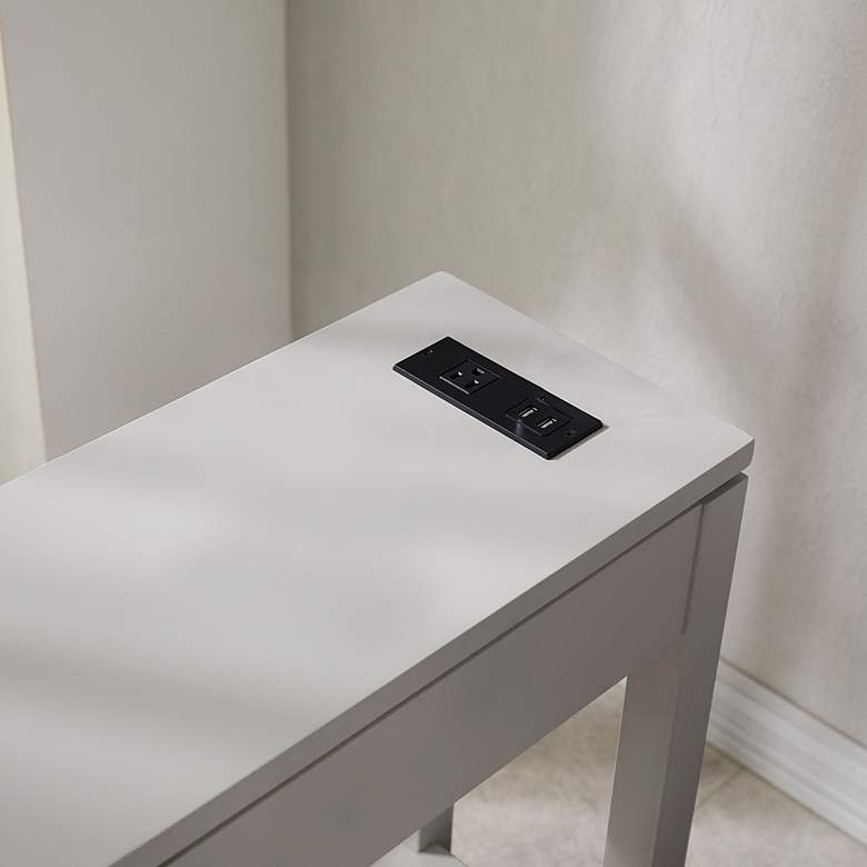 Image 5 Cade 10"W Silky Gray 1-Drawer Side Table with AC/USB Outlet more views