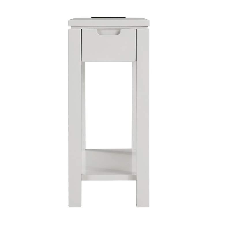 Image 6 Cade 10"W Silky Gray 1-Drawer Side Table with AC/USB Outlet more views