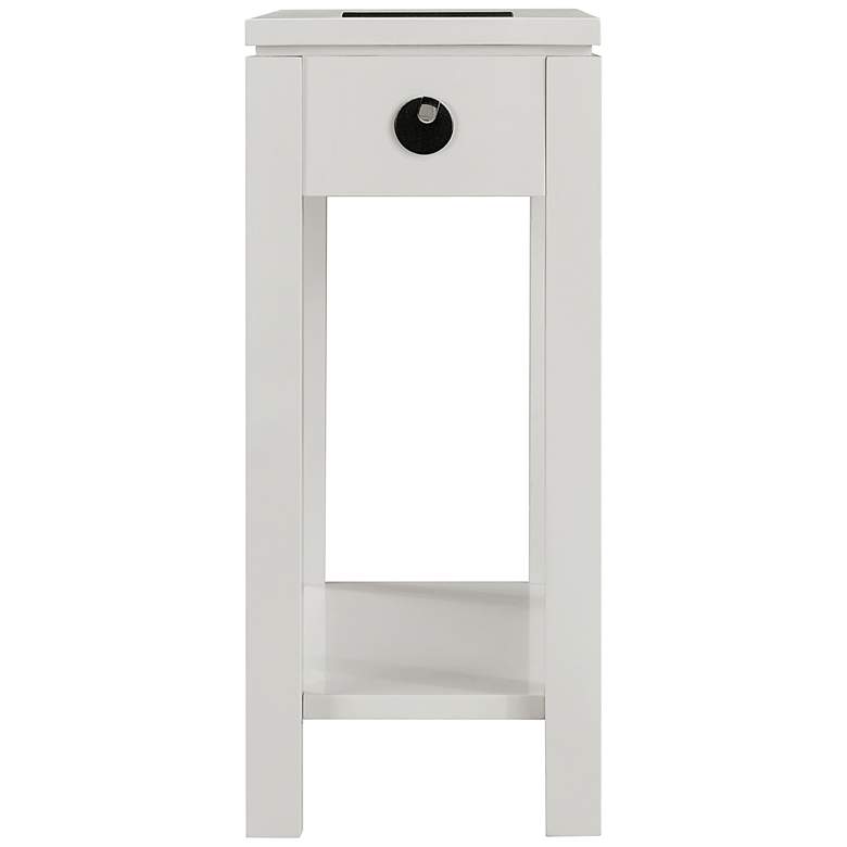 Image 7 Cade 10"W Silky Gray 1-Drawer Side Table with AC/USB Outlet more views
