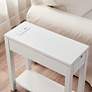 Cade 10"W White Wood 1-Drawer Side Table with AC/USB Outlet